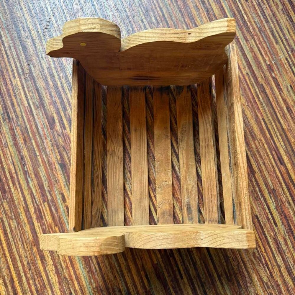 Vintage Handmade Wood Duck Crate Basket